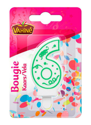 Vahine Number 6 Birthday Candles, 30g, White/Green