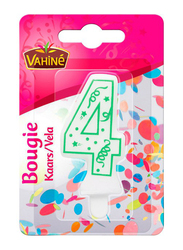 Vahine Number 4 Birthday Candles, 30g, White/Green