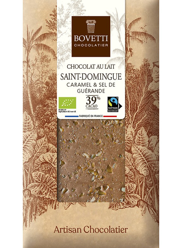 

Bovetti Organic Milk Chocolate With Caramel Guerande Salt, 100g