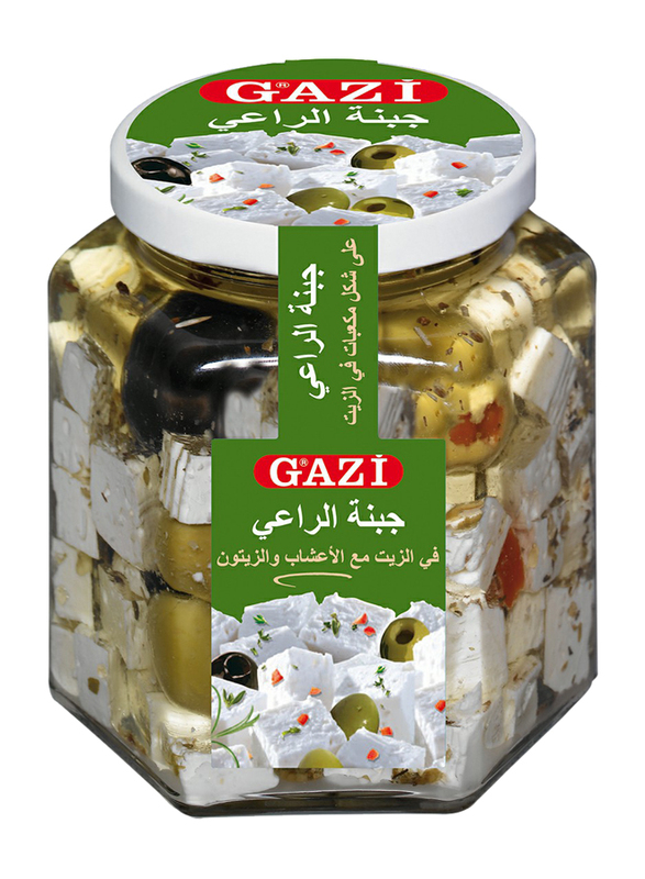 Gazi 45% Soft Cheese Cubes in Oil with Herbs and Olives, 300g