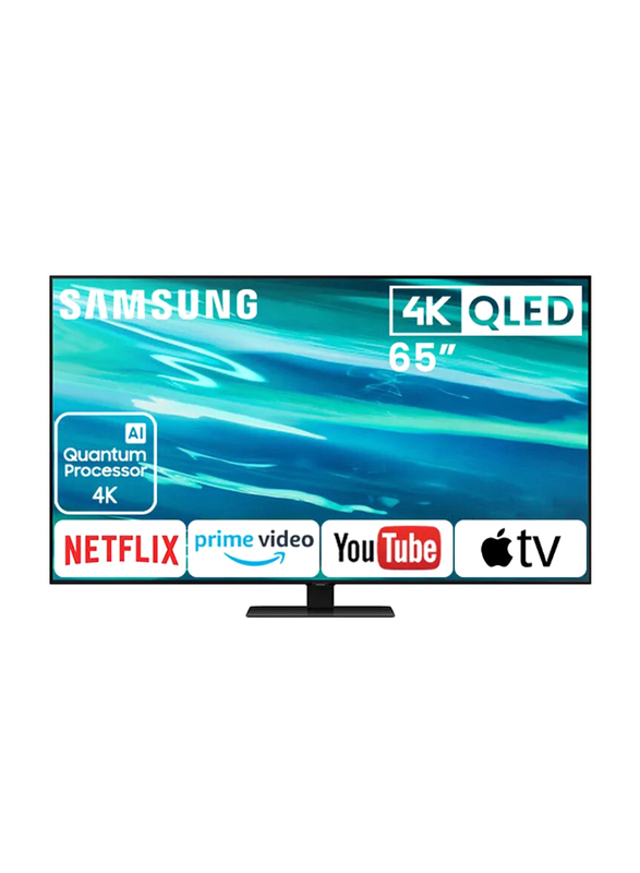 Samsung 65-inch (2021) Q80A Flat 4K Quantum HDR QLED Smart TV, 65Q80AA, Silver/Black