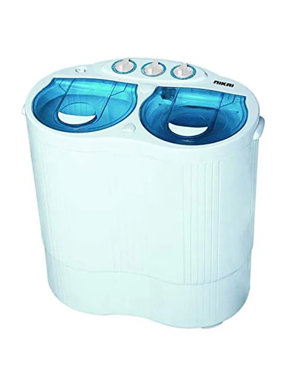 Nikai Baby 2.5 KG Top Load Semi Automatic Washing Machine, 150W, NWM250SP, White/Blue