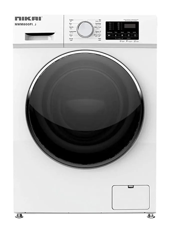 Nikai 8 Kg Front Load Fully Automatic Washing Machine, NWM800FTC, White