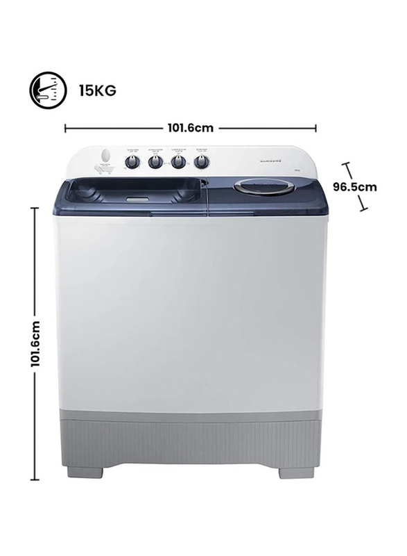 Samsung 15 Kg Top Load Semi Automatic Washing Machine, WT15K5200MB, White/Grey