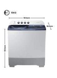 Samsung 15 Kg Top Load Semi Automatic Washing Machine, WT15K5200MB, White/Grey