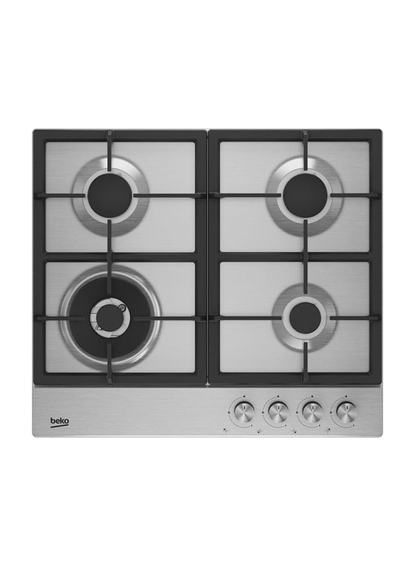 

Beko 4-Burner Built In Stainless Steel Gas Hob, HIAW64225SXL, Silver