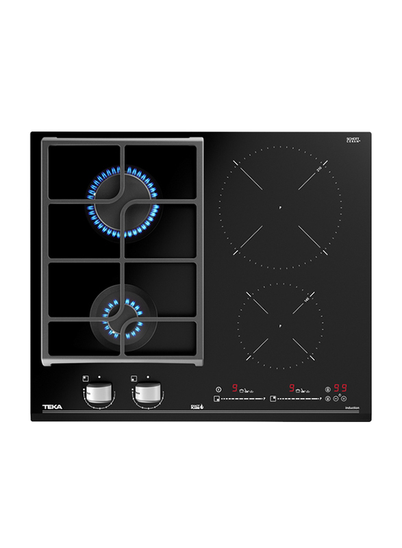 

Teka 4-Burner Stainless Steel Built-In Integrated Hybrid Hob, JZC 64322 ABN BK, Black