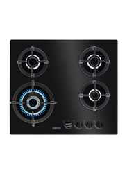 Zanussi 4-Burner Stainless Steel Built-In Gas Hob, ZGO68420BA, Black