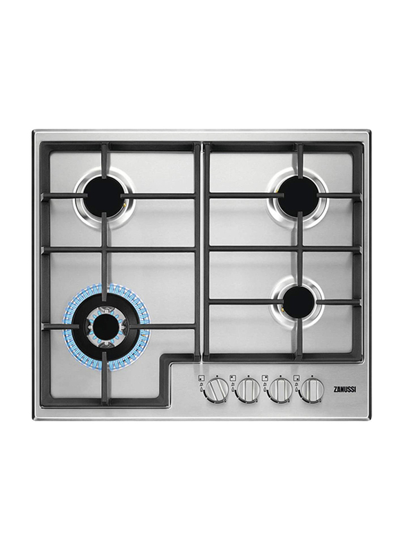 

Zanussi 4-Burner Stainless Steel Built-In Gas Hob, ZGH66424XS, Silver