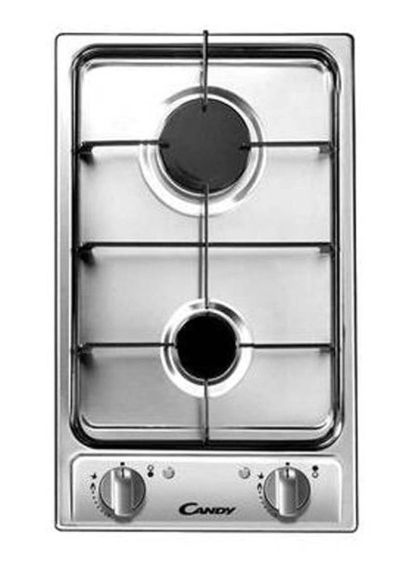 

Candy 2-Burner Built-In Domino Stainless Steel Hobs with Auto Ignition, CDG321SPX, Silver/Black