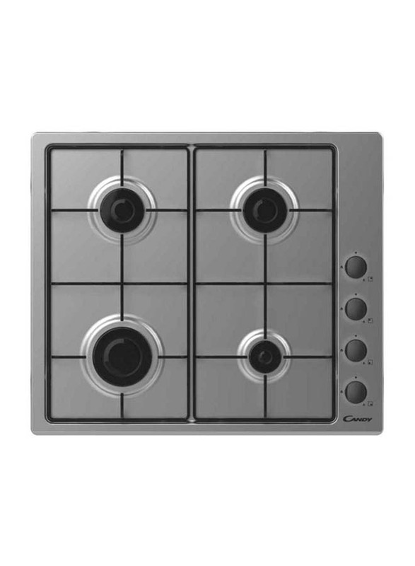 

Candy 4-Burner Built-In Stainless Steel Hobs with Auto Ignition, CHW6LBXLPG, Silver/Black