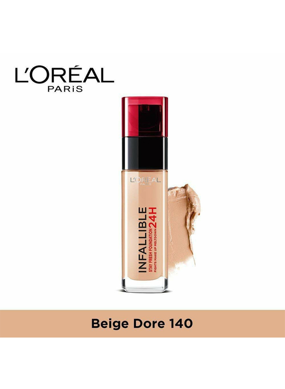 L'Oreal Paris Infaillible 24H Stay Fresh Liquid Foundation, 30ml, 140 Golden Beige