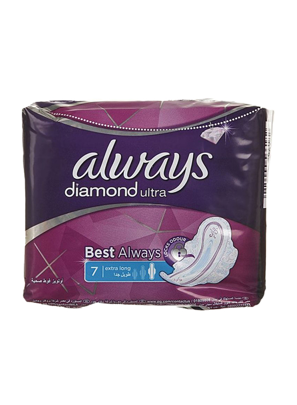

Always Diamond Ultra Sanitary Pads, Extra Long, 7 Pieces