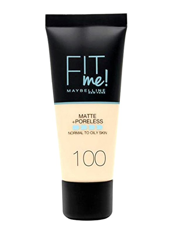 Maybelline New York Fit Me Matte + Poreless Foundation,  30ml,  100 Warm Ivory,  Beige