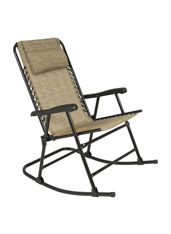 BJM Foldable Rocking Lounge Chair, Gold/Black