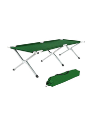 BJM Foldable Outdoor Bed, Green/Silver