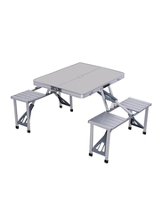 Intex Portable Folding Camping Table with 4 Seats, 34 x 26 x 26 inch, Silver