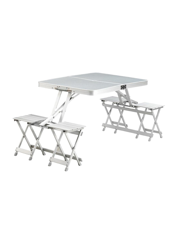 Generic Outdoor Portable Picnic Table, 4 Seats, White