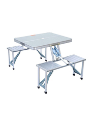 Vida Home Foldable Chair and Table Set, Silver