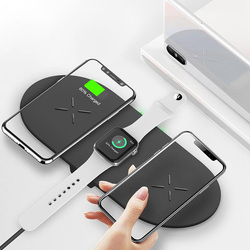 3-in-1 Wireless Fast Charger Station Pads for iPhone/iWatch/Airpods, M7, Black