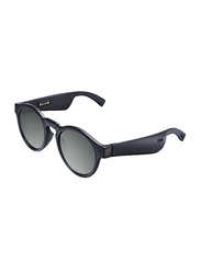 Bose Polarized Full-Rim Round Black Sunglasses for Men with Bluetooth Audio, Black Lens