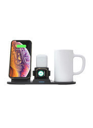 3-in-1 Wireless Charging Station with Mug Heater, N39, Black