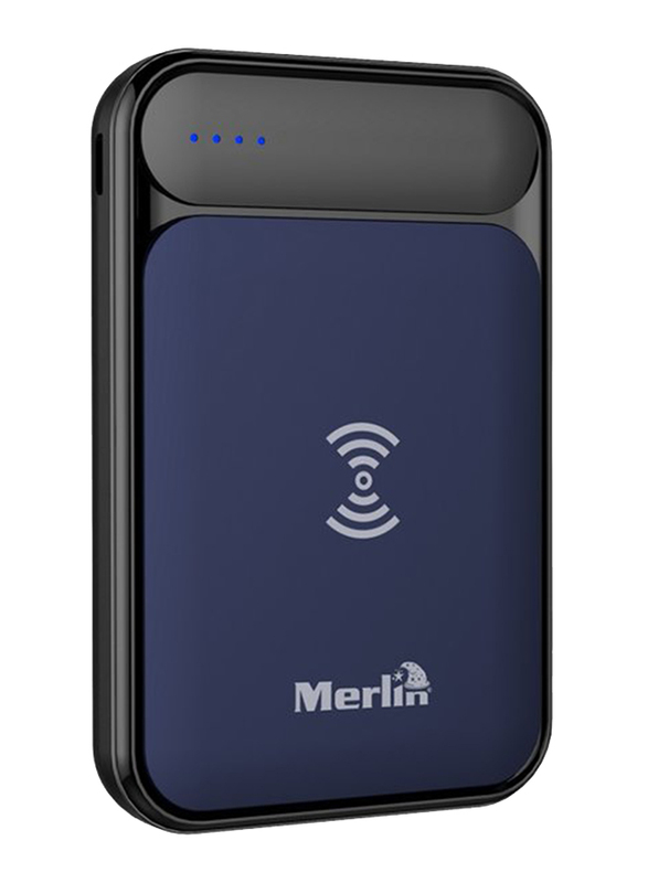 

Merlin 4000mAh Flash Wireless Power Bank with Micro USB Input, Black/Blue