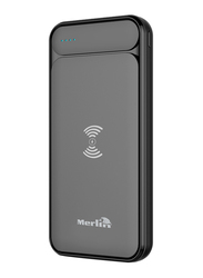 Merlin 10000mAh Flash Wireless Fast Charging Power Bank with Micro USB and USB Type-C Input, Black