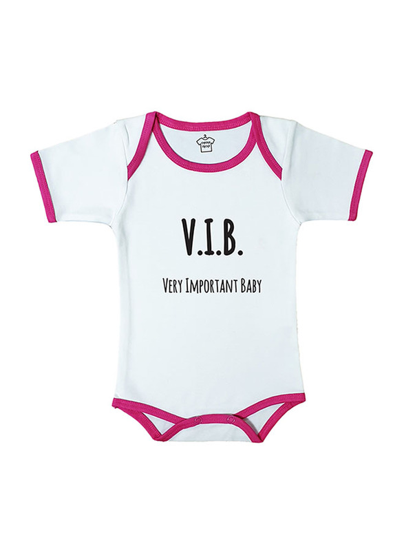 Cheeky Micky V.I.B Very Important Baby Printed Cotton Bodysuit for Baby Girls, 12-18 Months, White