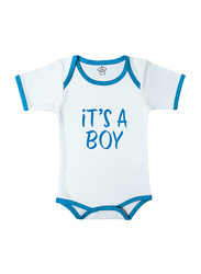 Cheeky Micky It's A Boy Soft Body Suit, with Blue Trim, 6-12 Months, White