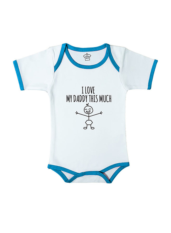 Cheeky Micky I Heart My Daddy This Much Printed Cotton Bodysuit for Baby Boys, 12-18 Months, White