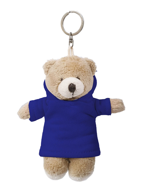 

Caravaan Teddy with Hoodie and Key Ring Attachment, 12cm, Blue/Cream, Ages 3+