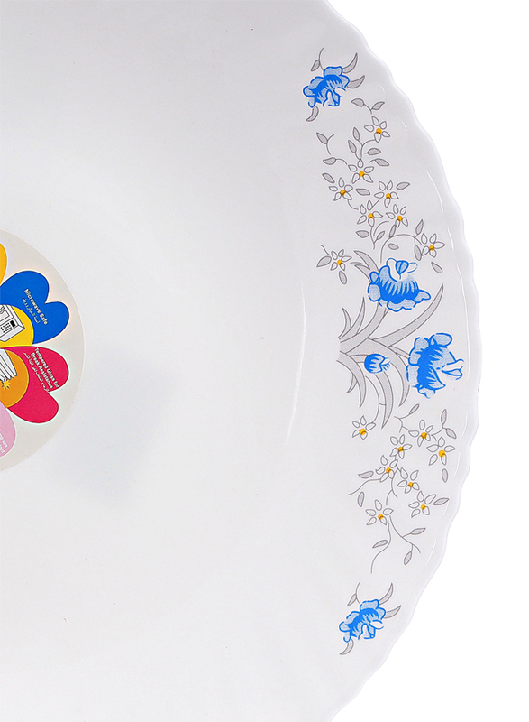 Royalford 10.5-inch Elegant Floral Design Opal Romantic Dinner Plate, RF5678, White
