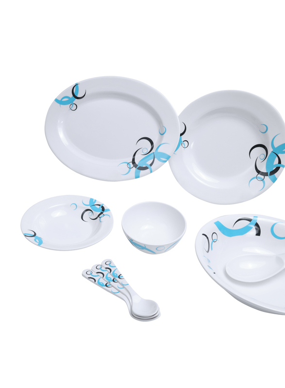 Royalford 27-Piece Melamine Ware Dinnerware Set, RF6722, White