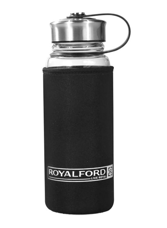 RoyalFord 500ml Boro Silicate Glass Water Bottle, RF9694, Black