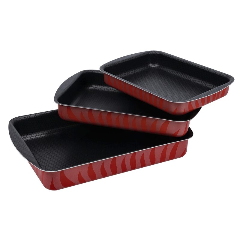 

Royalford 3-Piece Aluminium Rectangular Baking Tray Set, RF10167, Multicolour