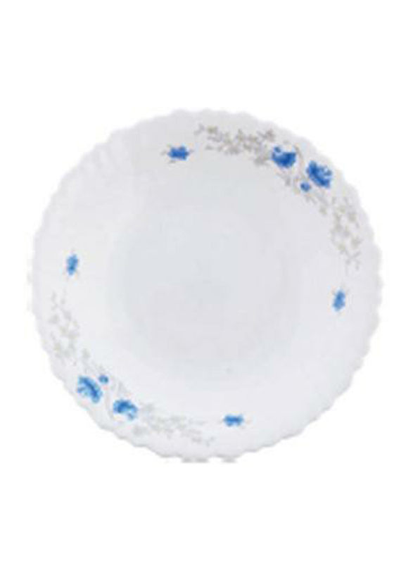 Royalford 9.5-inch Exquisite Floral Design Opal Ware Romantic Soup Plate, RF5680, White