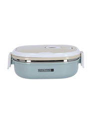 RoyalFord Single Layer Rectangular Lunch Box, 900ml, Blue/White/Grey