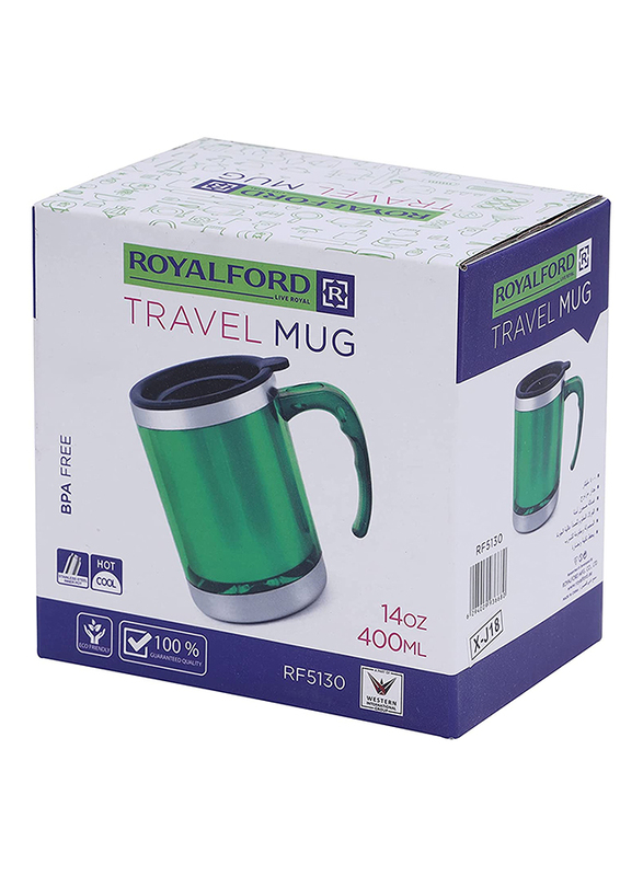 RoyalFord 14oz Stainless Steel Travel Mug, RF5130, Green