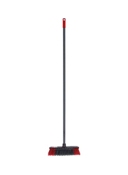 Delcasa Broom Brush with Handle, Grey/Red