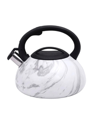 RoyalFord 3.0L Marble Design Stainless Steel Whistling Kettle, RF9668, Black/White