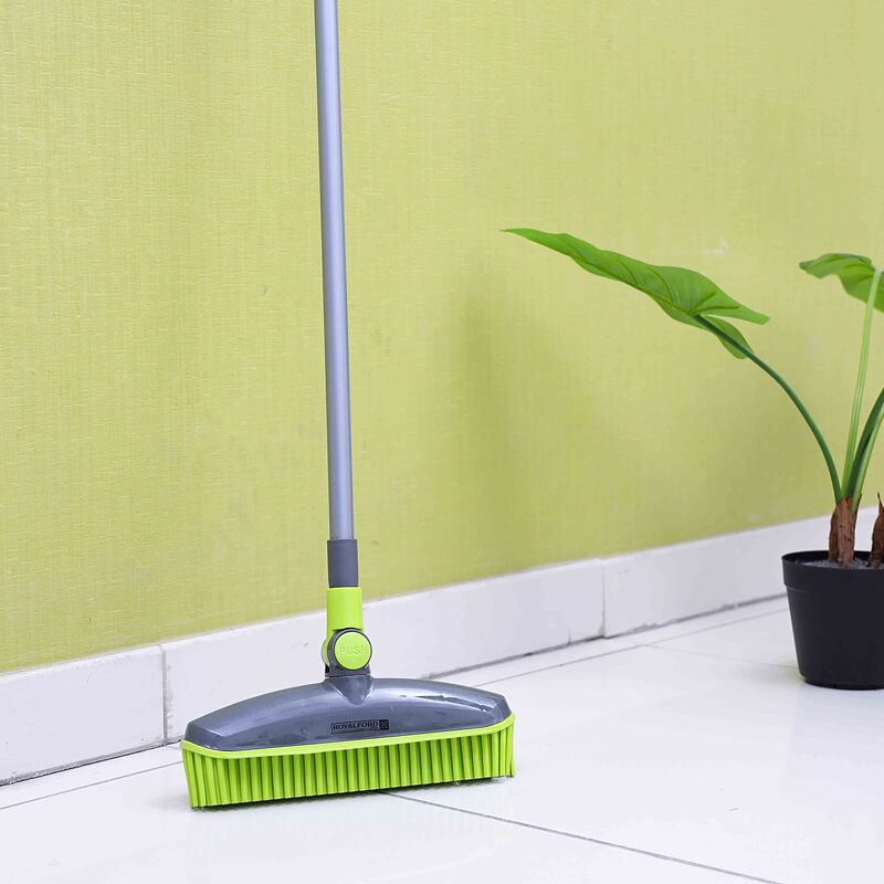 RoyalFord TPR Plastic Foldable Broom, Grey/Green
