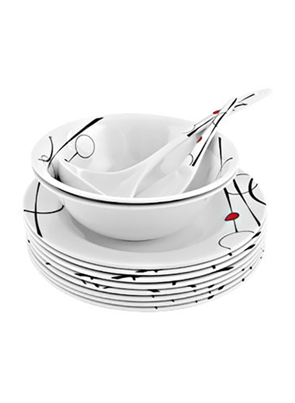 RoyalFord 45-Pieces Melamine Dinnerware Set, RF6718, White