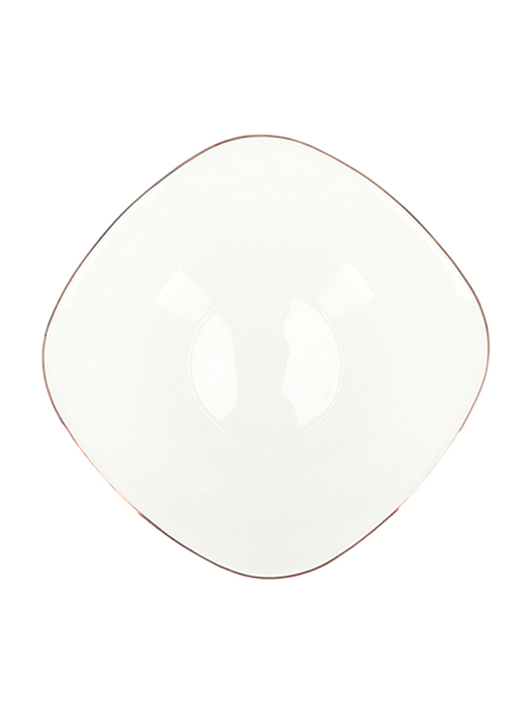 Royalford 6.5-inch Imperial Opal Square Serving/Soup Bowl, RF7876, Gold/White