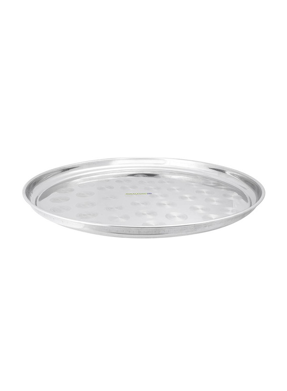 Royalford 12.4cm Swirl Pattern Stainless Steel Serving Platter, RF7454, Silver