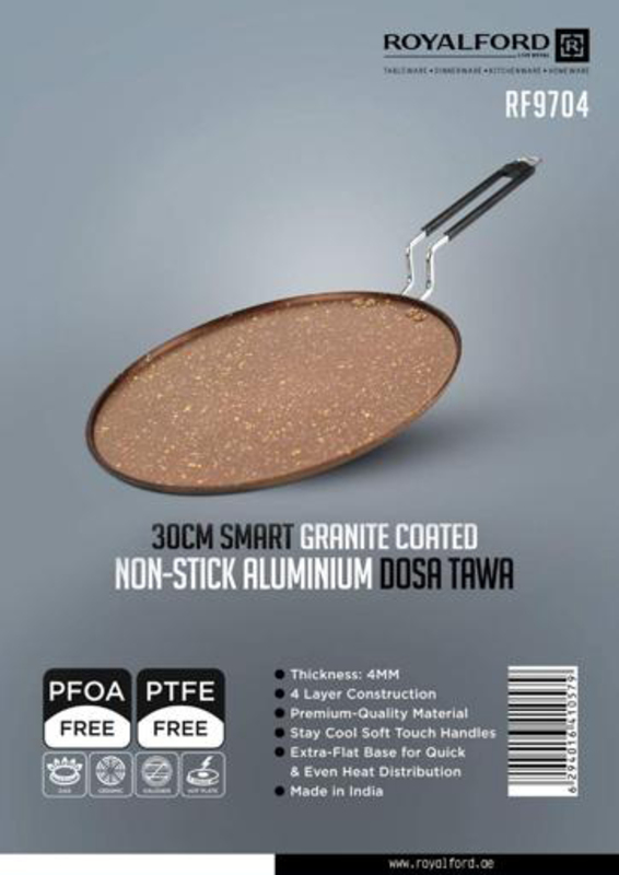 

Royalford 30cm Marble Coating Aluminium Round Dosa Tawa, RF9704, Brown