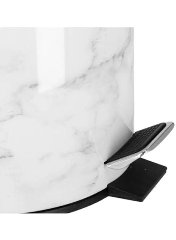 RoyalFord Marble Design Plastic Dust Bin, 7 Liters, White