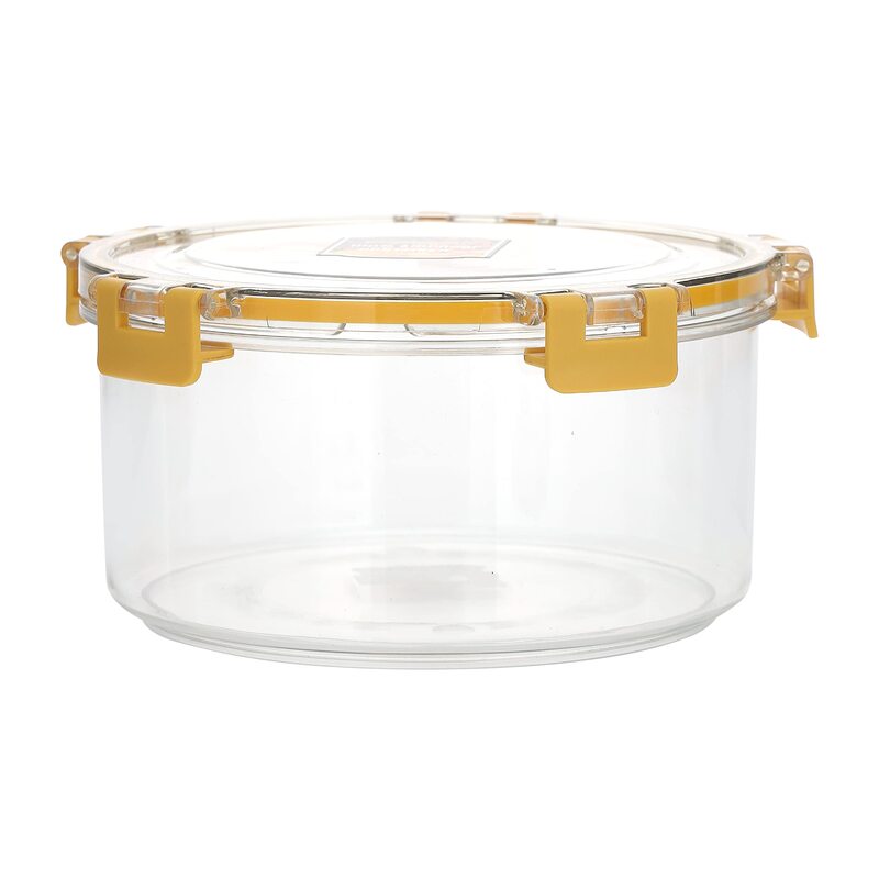 

Royalford Plastic Round Airtight Container with Lid, 550ml, RF11254, Yellow/Clear