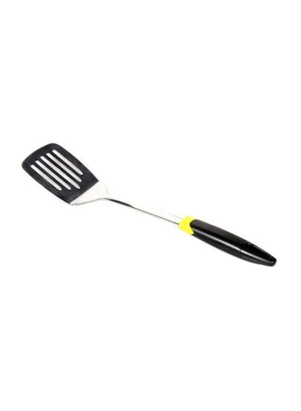 RoyalFord Stainless Steel Slotted Turner with ABS Handle, Silver/Black/Yellow
