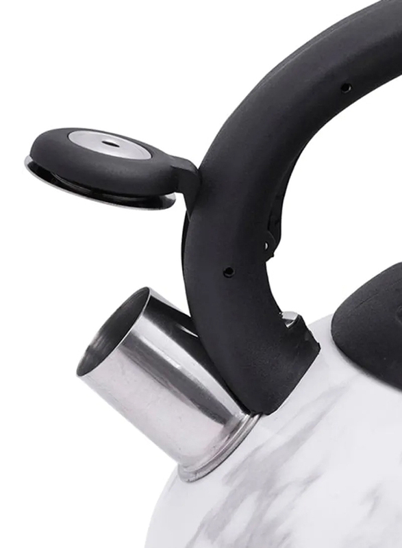 RoyalFord 3.0L Marble Design Stainless Steel Whistling Kettle, RF9668, Black/White